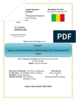 La Gestion Informatise de la Bibliothèque de l’université du Sahel(Mali)
