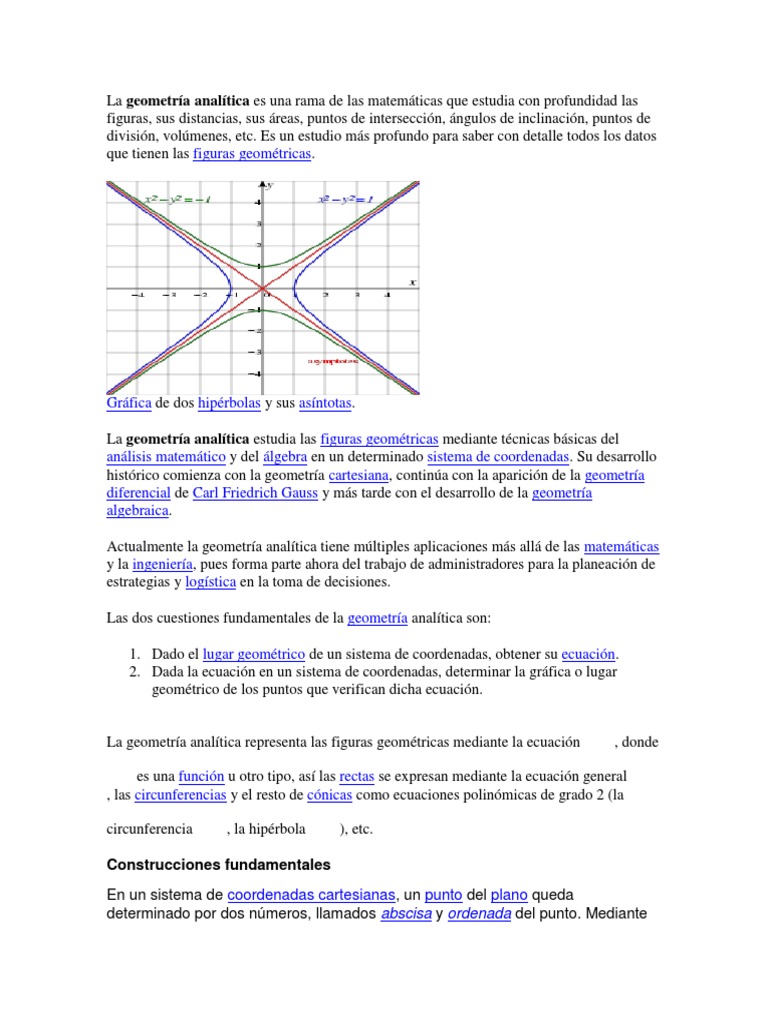 La Geometría Analítica Es Una Rama de Las Matemáticas Que