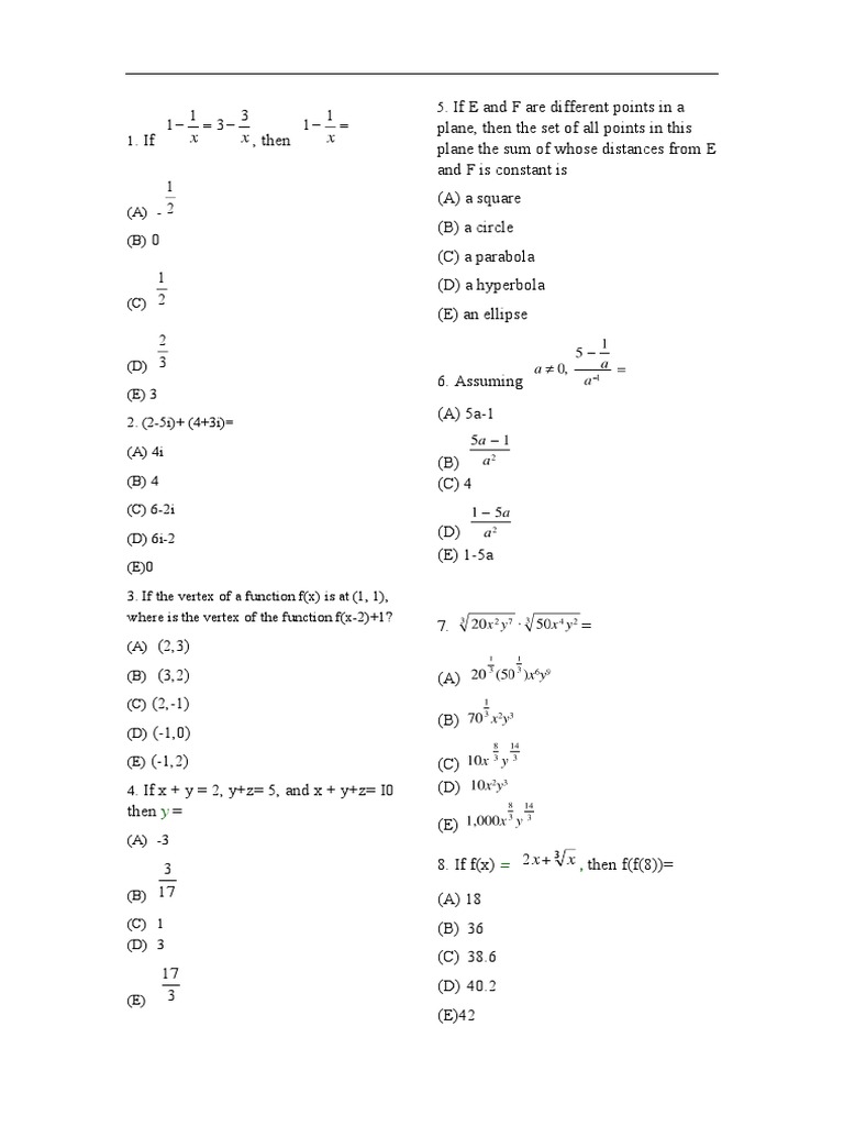 SAT 2 past paper - Mathematics Level 2 year 2010(2) | Triangle | Trigonometric Functions