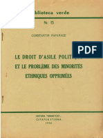 Constantin Papanace - Le Droit D'asile Politique Et Le Probleme Des Minorites Opprimes - 1956