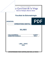 Silabo de Operatoria Dental I