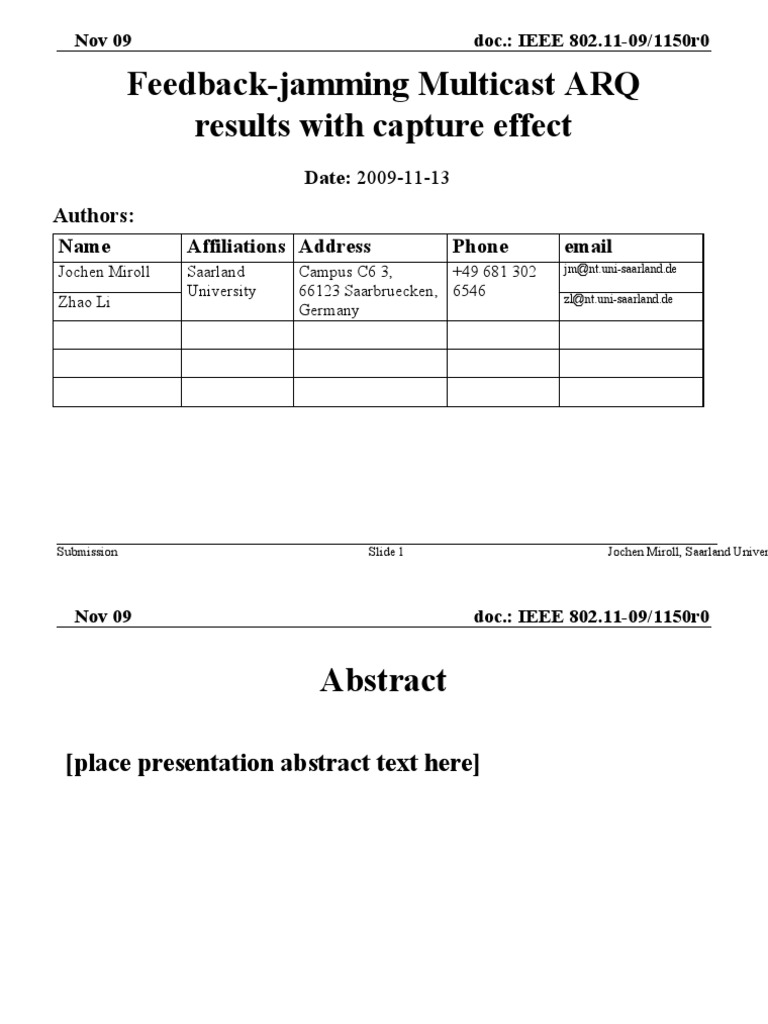 Feedback-Jamming Multicast ARQ Results With Capture Effect: Authors ...