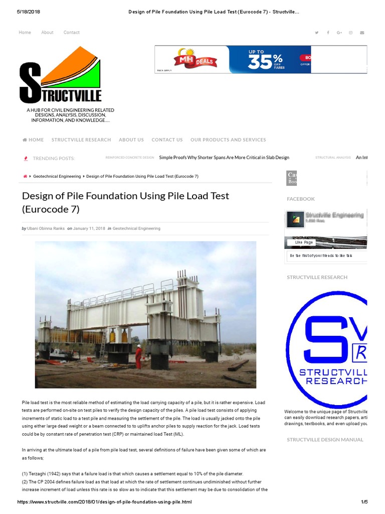 Design of Pile Foundation Using Pile Load Test (Eurocode 7