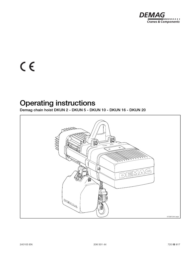 Demag DKUN Hoist Operating Manual PDF Electrician Safety
