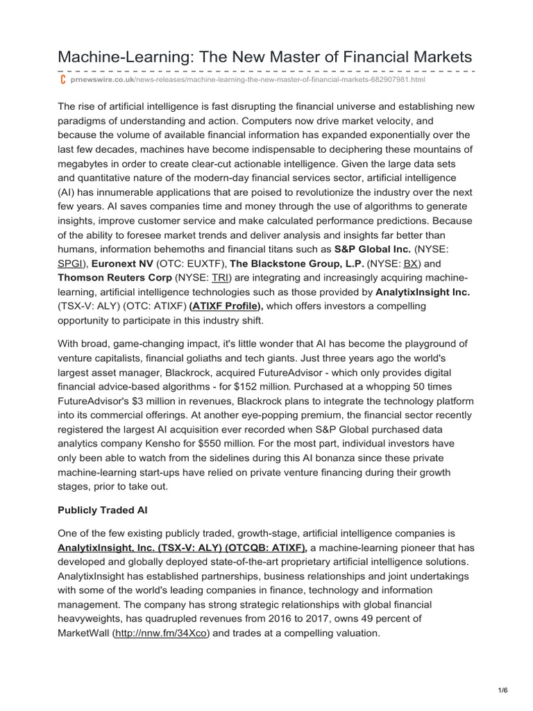 AI's Impact on Financial Markets | PDF | Artificial Intelligence ...