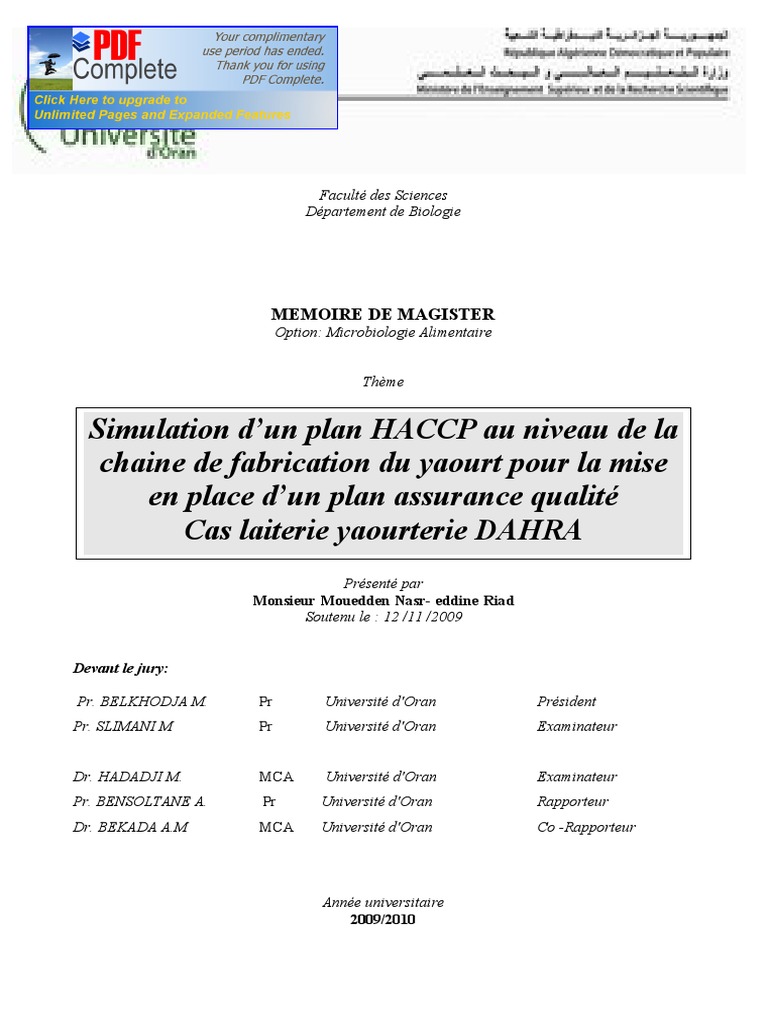 HACCP yaourt Hazard Analysis And Critical Control Points Foods