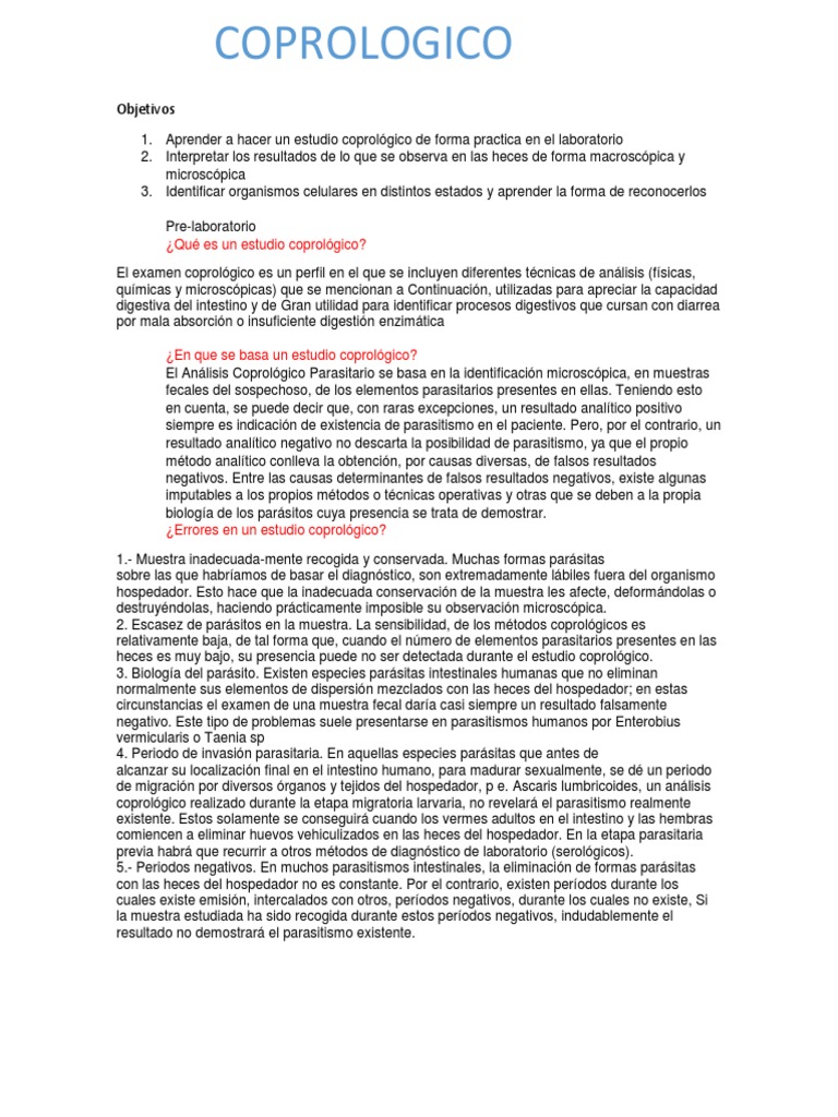 COPROLOGICO. | Heces | Tinción