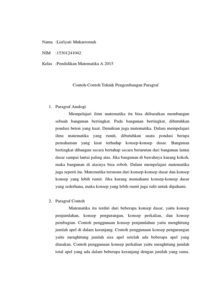 Contoh Pengembangan Paragraf Analogi | PDF | Karier & Perkembangan ...