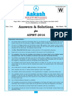 Answers & Solutions: For For For For For AIPMT-2016