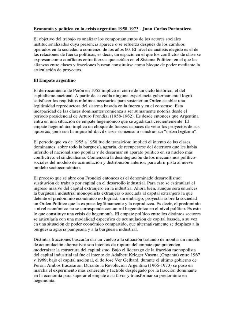 Crisis y política en Argentina 1958-1973 | PDF | Acumulación de capital ...