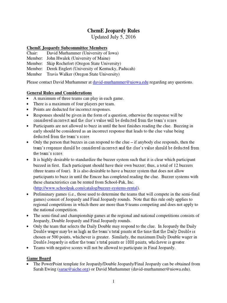 Jeopardy Rules and Instructions 8.9.2016