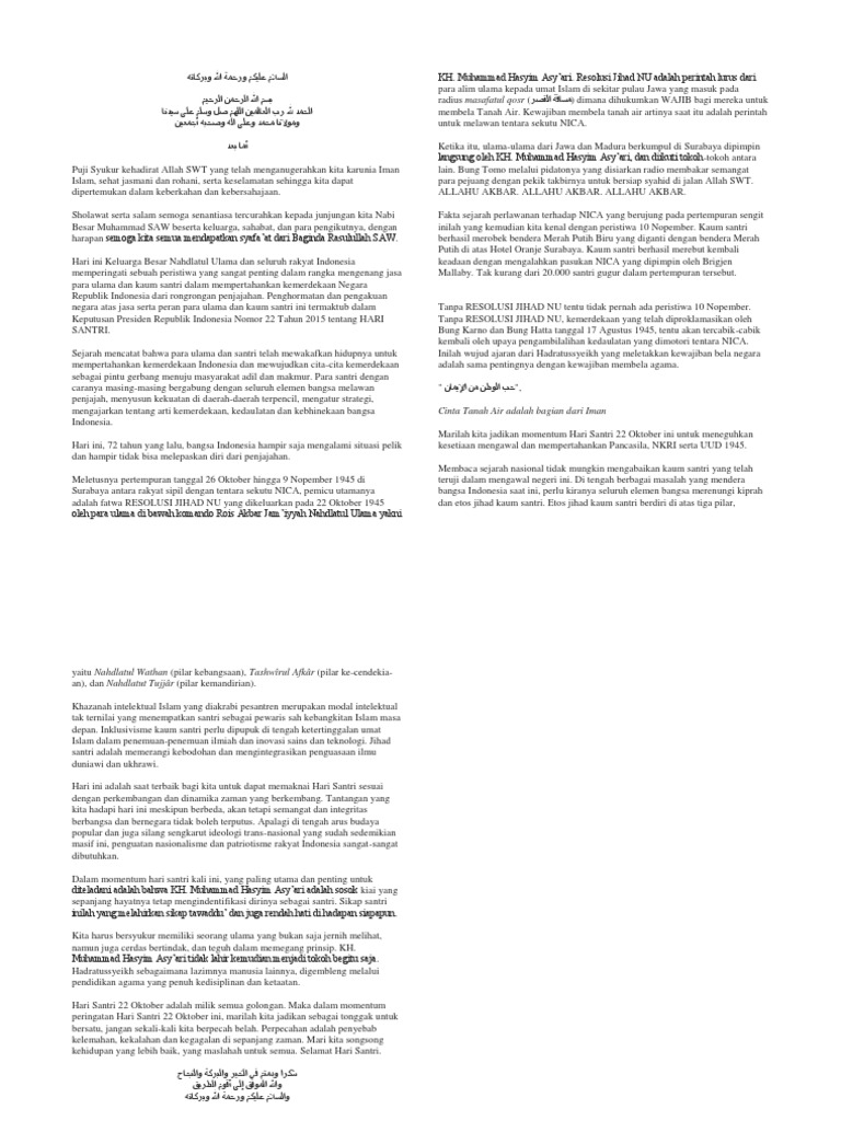 Teks Pidato Hari Santri Terbaik Kumpulan Referensi Teks Pidato