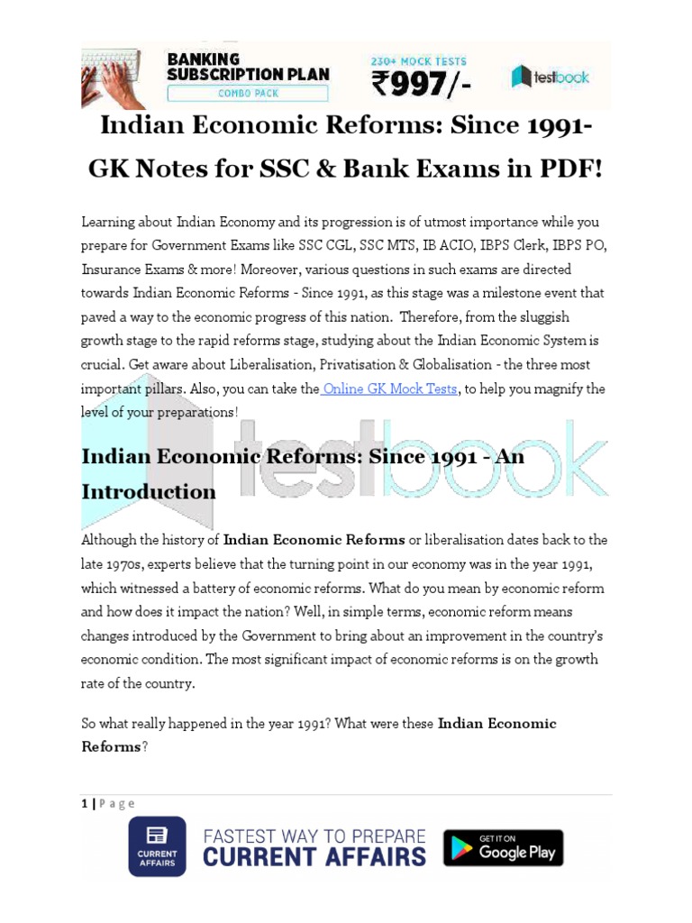 Indian Economic Reforms Since 1991 | PDF | Economy Of India | Chinese ...