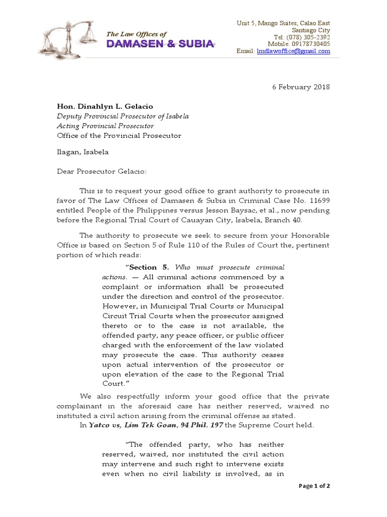 Request for Prosecution Authority in Isabela | PDF | Prosecutor | Courts