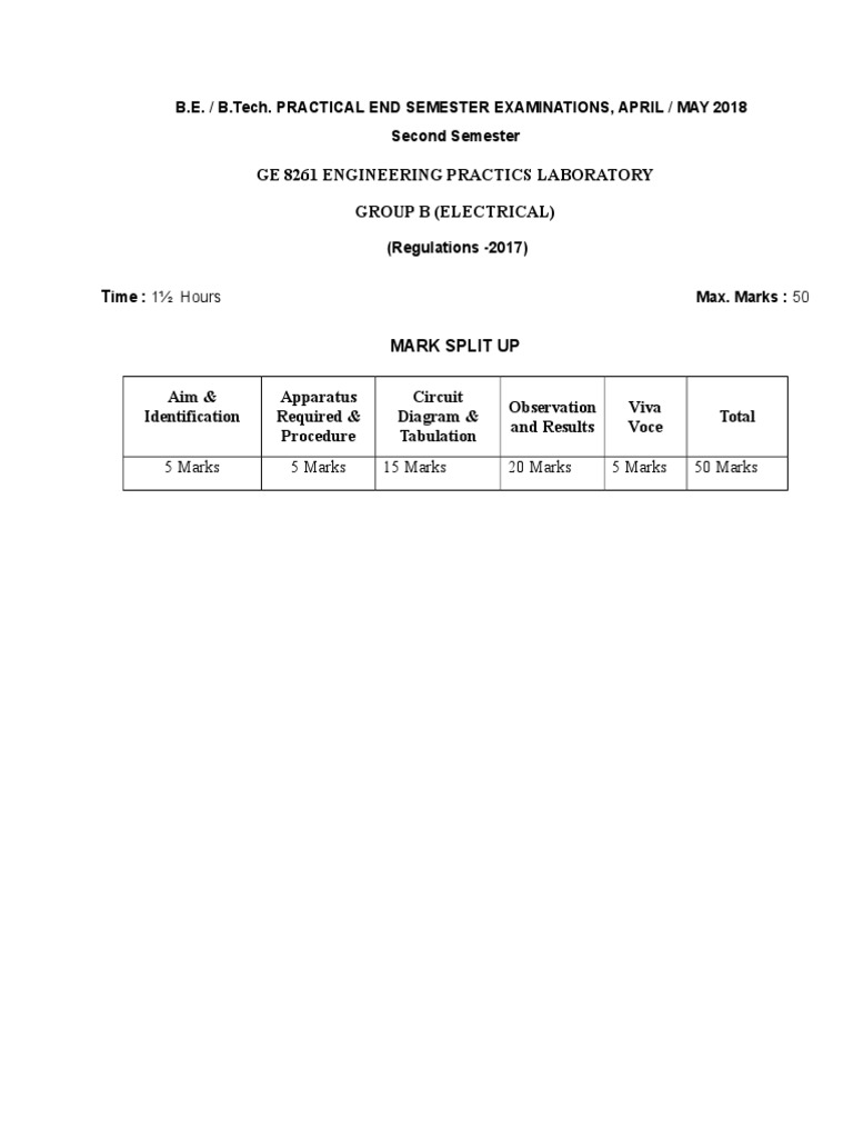 Engineering Practices Lab Exam Guide | PDF