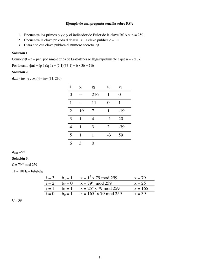Ejemplo de RSA: Preguntas y Soluciones | PDF | Métodos y materiales de ...
