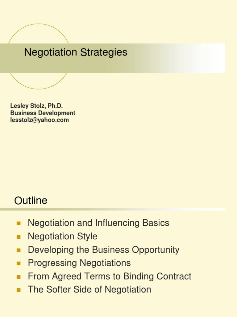 Effective Negotiation Strategies Guide | PDF | Negotiation | Nonverbal ...