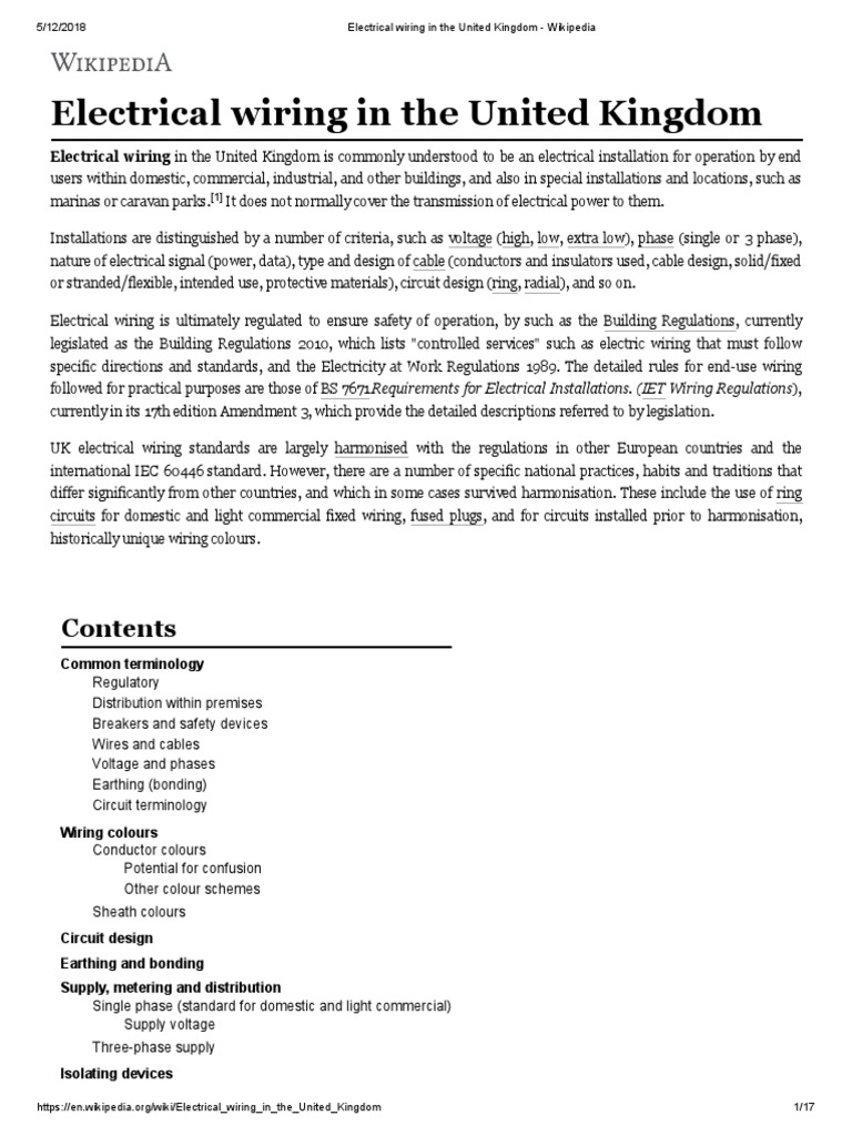 Electrical Wiring in The United Kingdom - Wikipedia | PDF | Electrical
