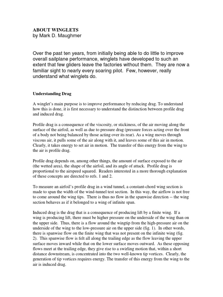 About Winglets: Understanding Drag | PDF | Lift (Force) | Glider ...