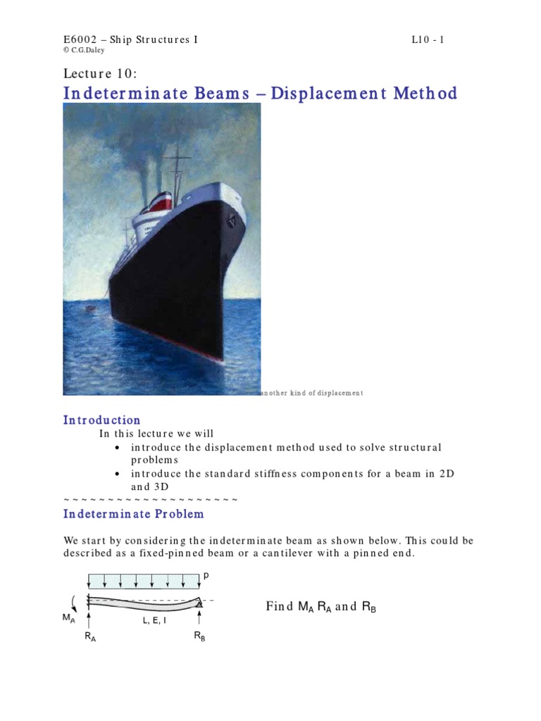 Indeterminate Beams Deflection Method | PDF | Stiffness | Beam (Structure)