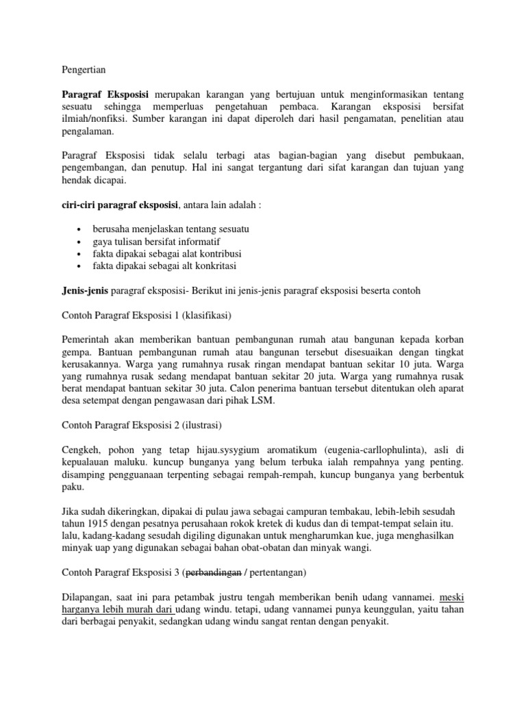 Paragraf Eksposisi Merupakan Karangan Yang Bertujuan Untuk Menginformasikan Tentang
