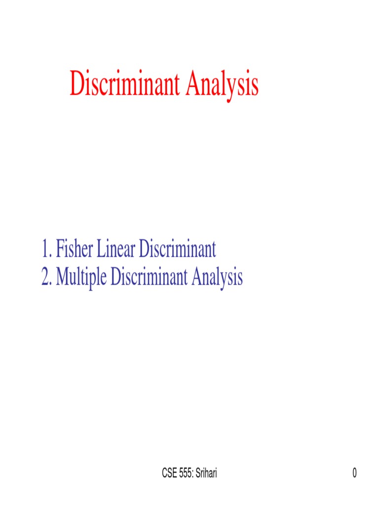Fisher Linear Discriminant 2. Multiple Discriminant Analysis | PDF ...