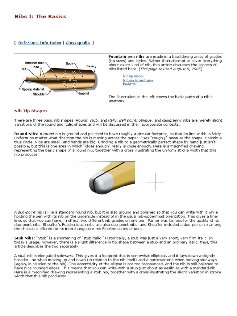 Nibs I The Basics Reference Info Index Glossopedia PDF Pen
