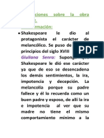 Afirmaciones Sobre La Obra Hamlet. 1ra Afirmación:: Giuliana Senra