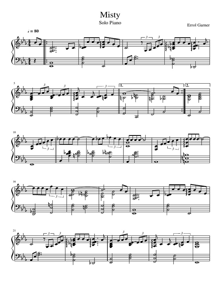 desenterrar Lo encontré Caballero Misty Piano Solo | PDF | American Songs