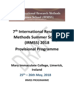 Draft Programme - 7th International Research Methods Summer School - 2 - 18.05.2018