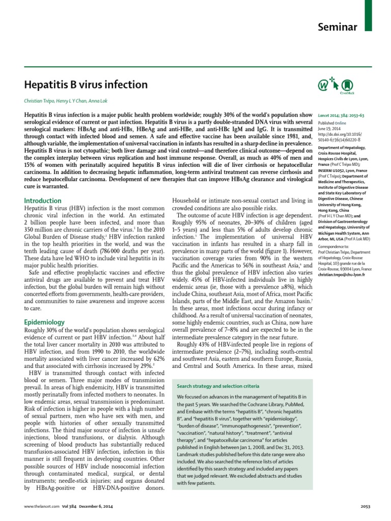 Hepatitis B Virus Infection Overview | PDF | Hepatitis B | Hepatitis