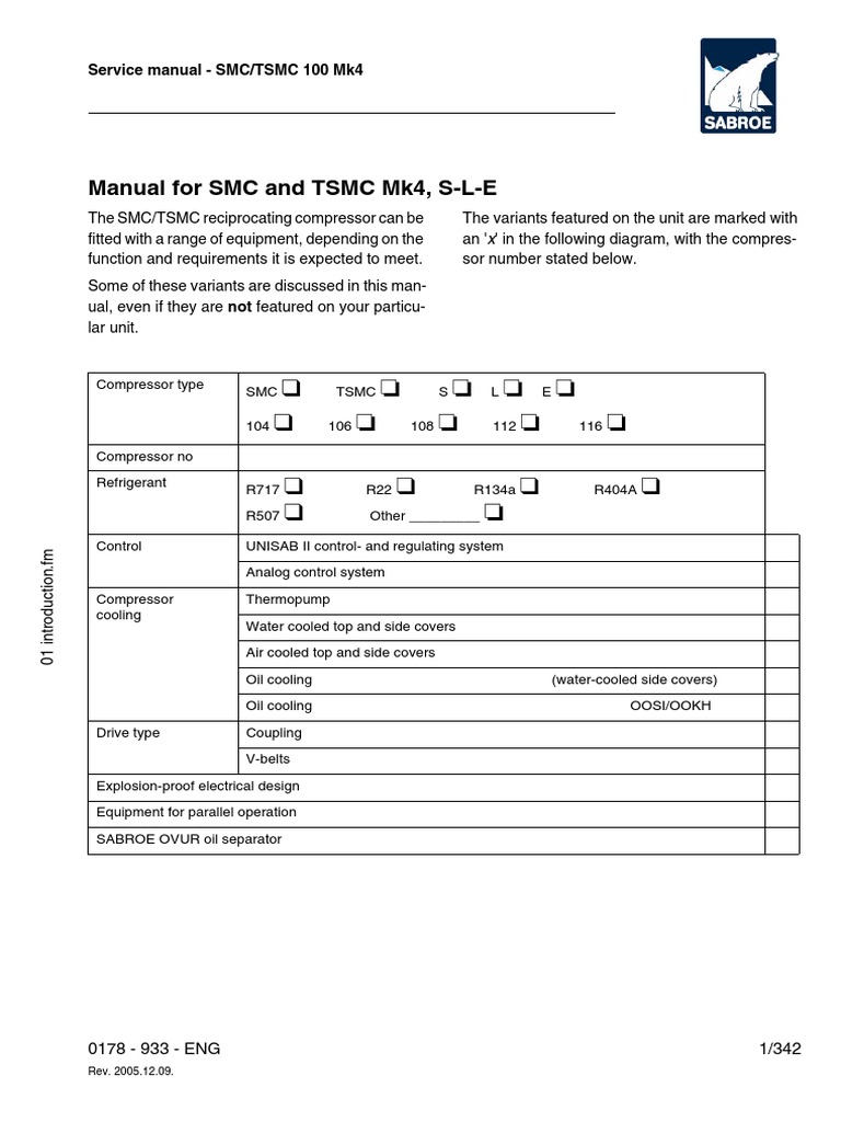 Sabroe-Compressors-Sabroe-Service-Manual-smc-and-TSMC-100-mk4.pdf | Gas  Compressor | Mechanical Engineering