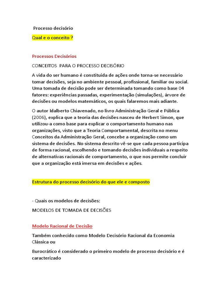 Estruturas do Processo Decisório | PDF | Tomada de decisões | Ciência ...
