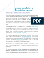 Las 10 Preguntas Para Saber Si Tienes Un Buen Clima Laboral