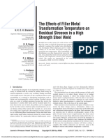 The Effects of Filler Metal Transformation Temperature On Residual Stresses in A High Strength Steel Weld