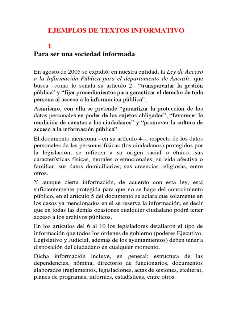 Ejemplos de Textos Informativo | PDF | Volcán | Tierra