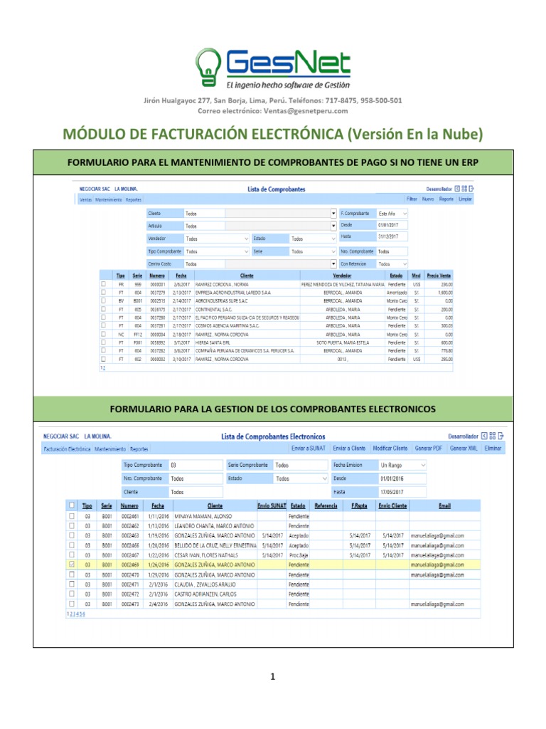 Gestión de Comprobantes Electrónicos SUNAT | PDF | Enterprise Resource ...
