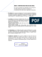 Presión, Volumen y Temperatura para Un Gas Ideal