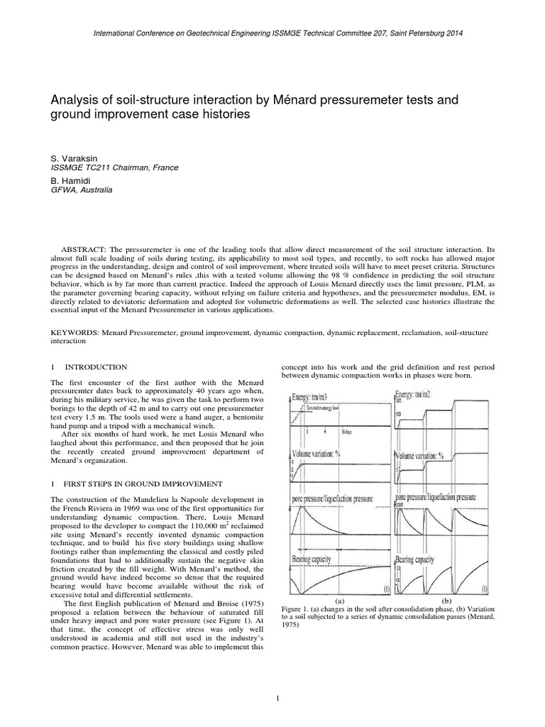 Analysis of Soil Structure Interaction by Menard Pressuremeter Tests ...