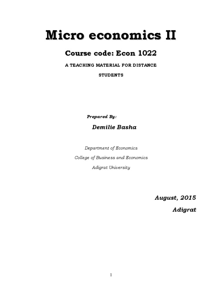 Microeconomics II for Distance Learners | PDF | Monopoly | Perfect ...