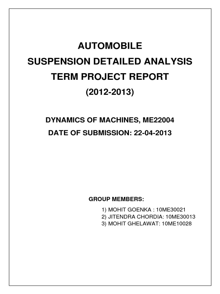 Automobile Suspension Analysis Report | PDF | Suspension (Vehicle ...
