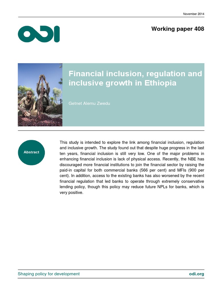 Financial Inclusion, Regulation and Inclusive Growth in Ethiopia | PDF ...