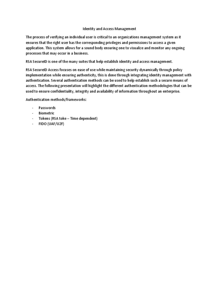 IAM: Authentication Methods Overview | PDF