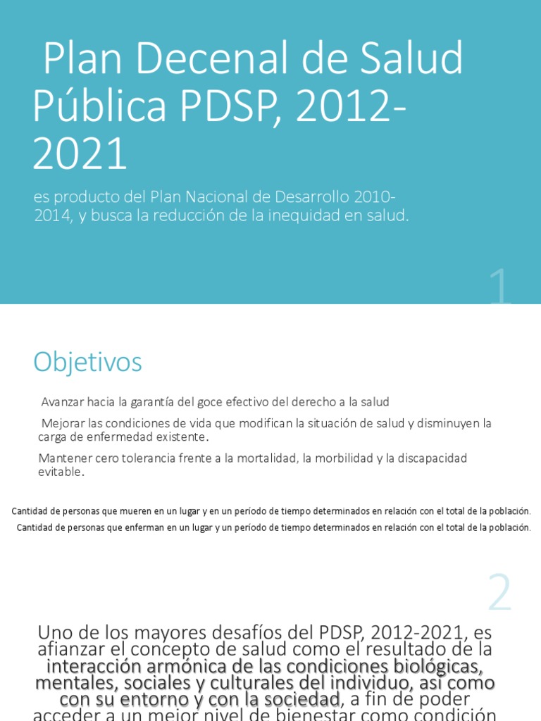 Plan Decenal De Salúd Pública Pdf Salud Mental Seguridad Alimentaria