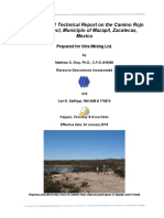 Camino Rojo Project Zacatecas Mexico Orla Mining Ltd M Gray C Defilippi 43-101report 2018Jan24.28124455