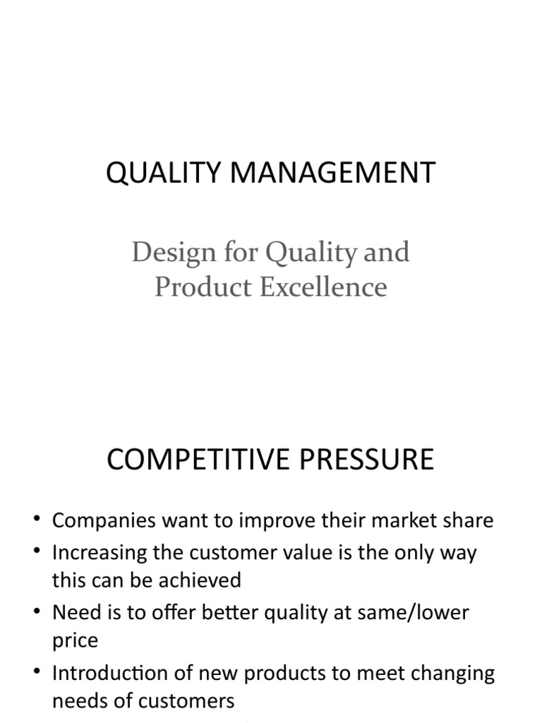 Design for Quality and Product Excellence | PDF | Design For Six Sigma ...