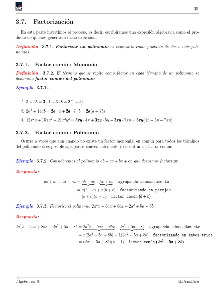 Contenidos Unidad 3 Factorizacion v1 | PDF | Factorización | Números
