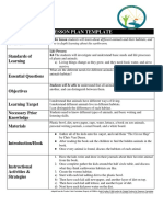 lesson plan template and reflection