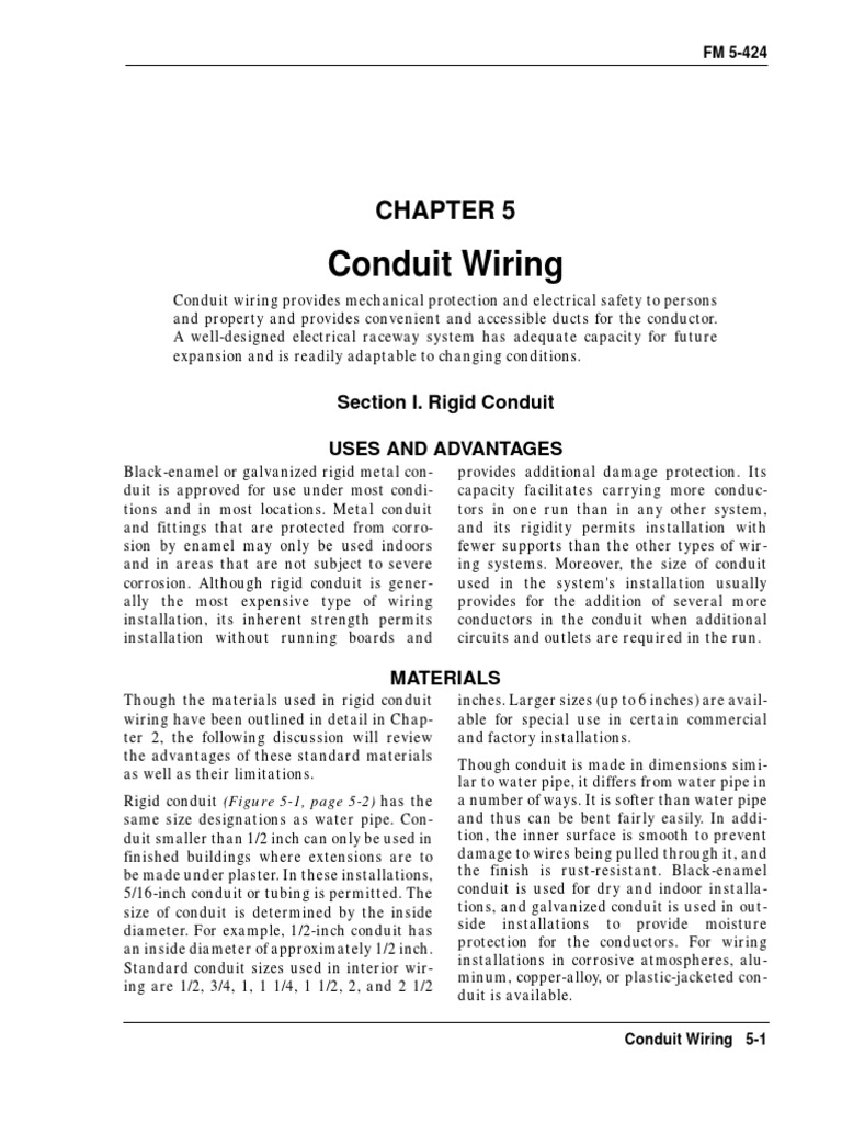 Conduit Wiring Section I. Rigid Conduit Uses and Advantages PDF