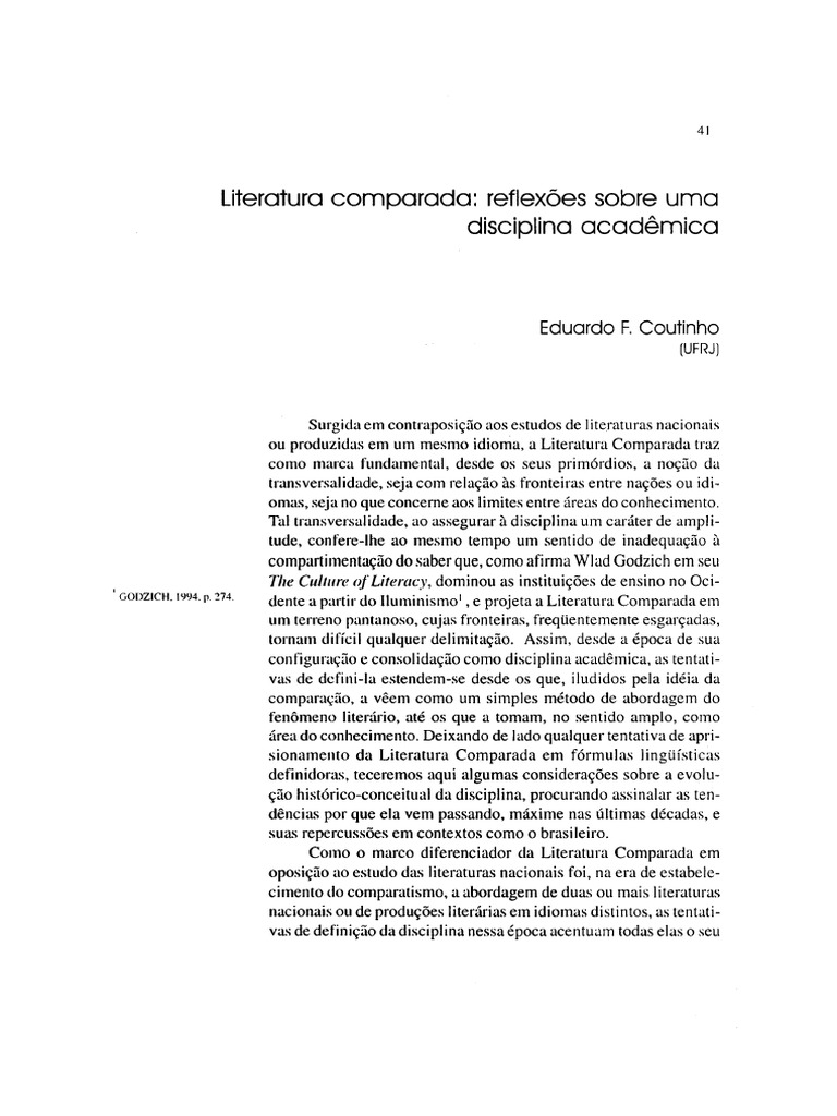 PDF) Estudos comparativistas – Literatura comparada & estudos